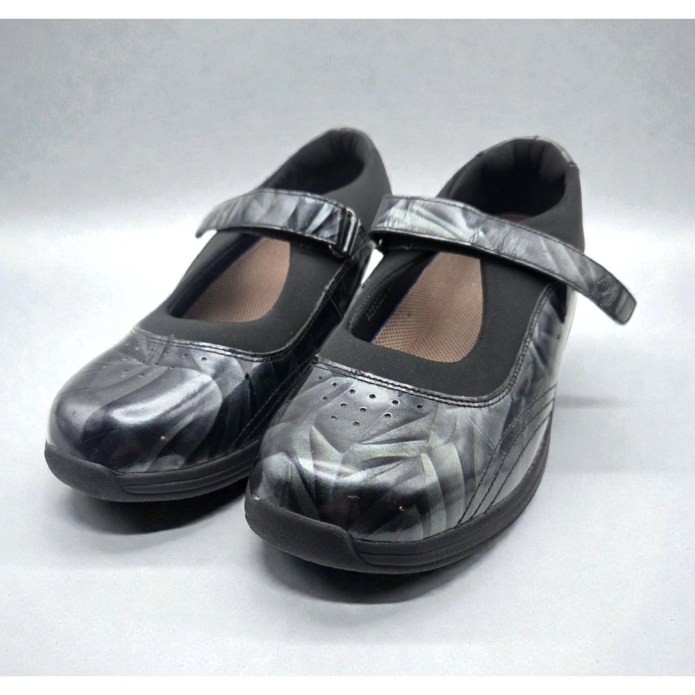 Drew Rose Mary Jane Patent Leather Gray Easy On Orthotic Shoes Women's 8 Wide